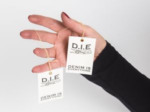 strung and eyelet tags